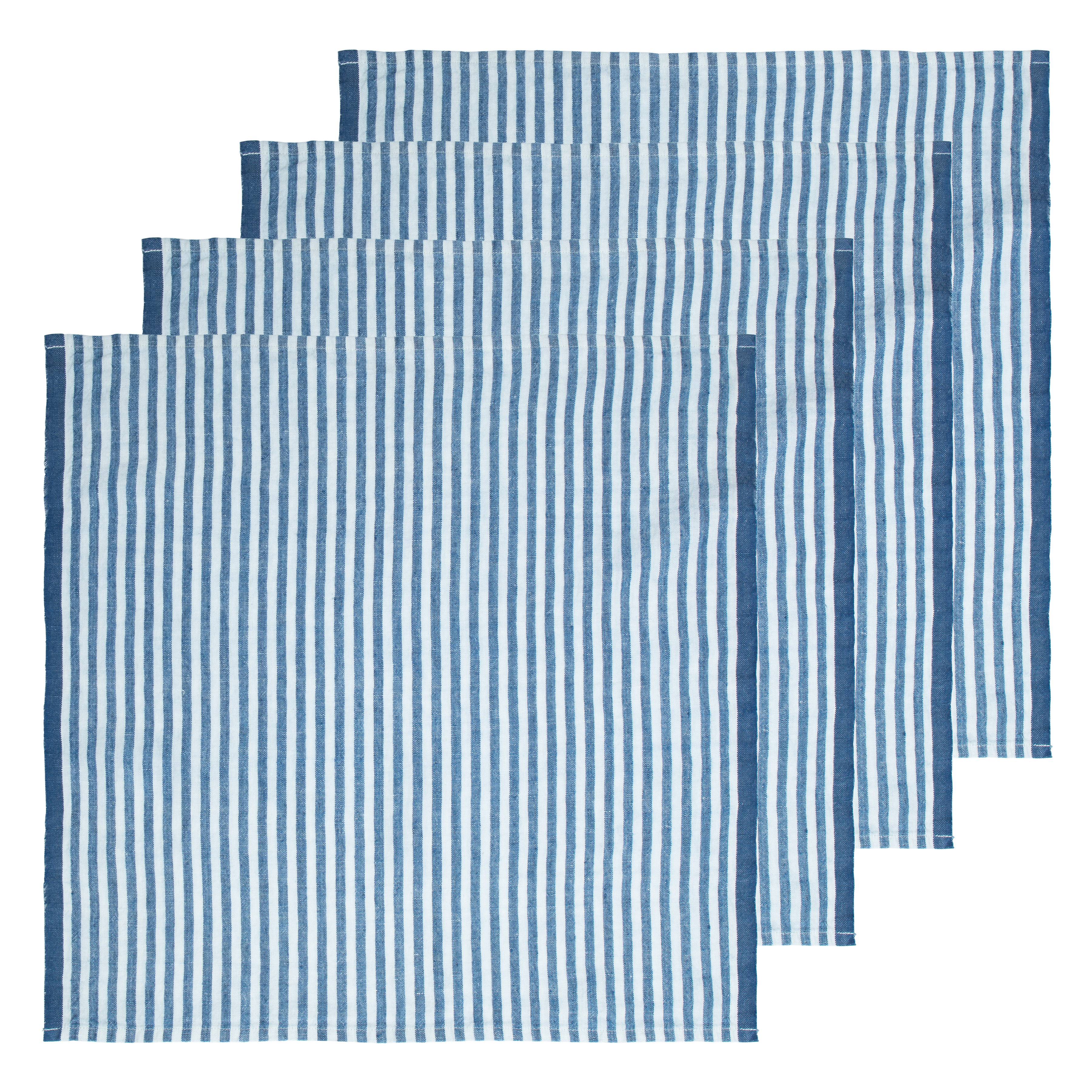 Ticking Stripe Napkin in Blueberry, Set of 4