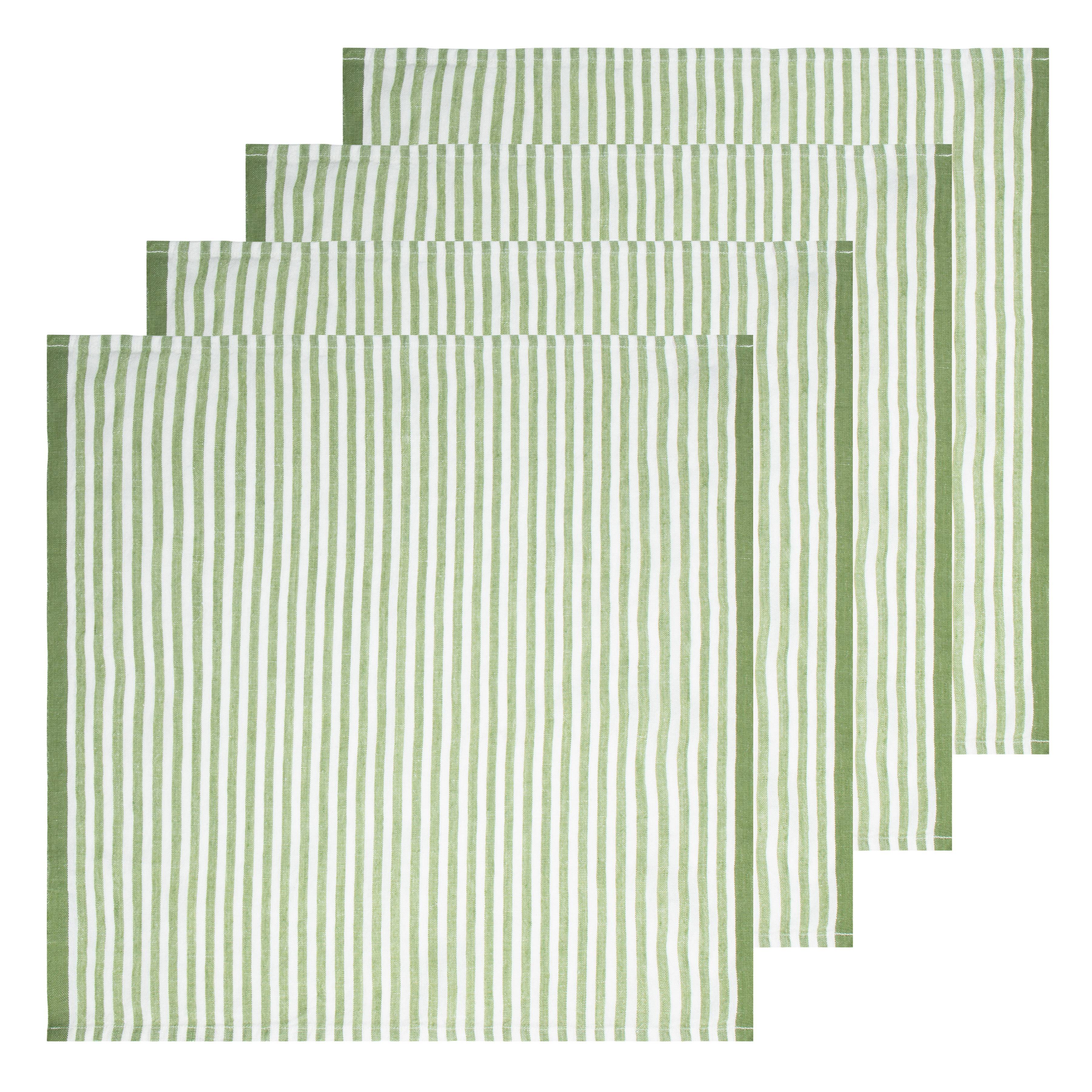 Ticking Stripe Napkin in Basil, Set of 4