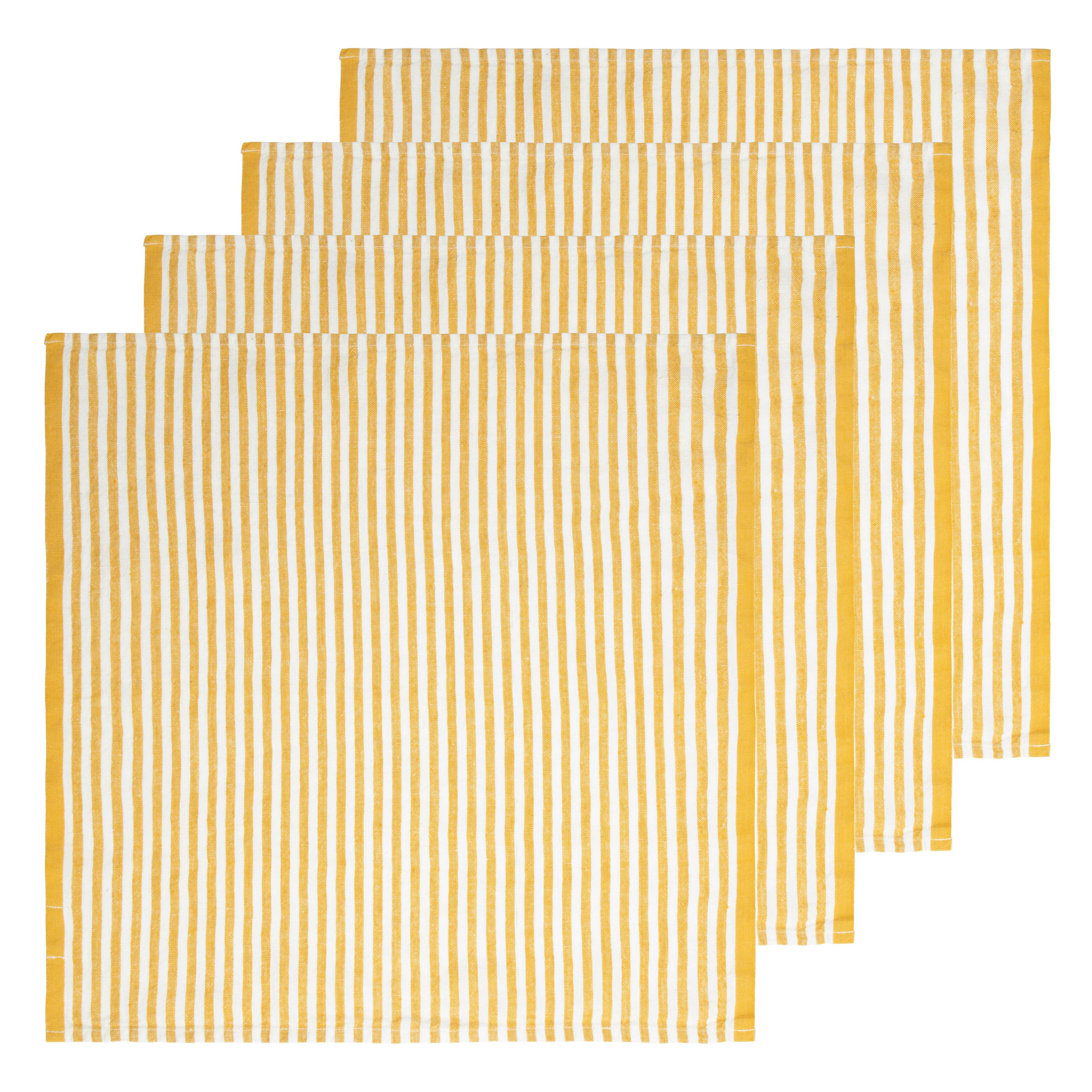 Ticking Stripe Napkin in Mustard, Set of 4