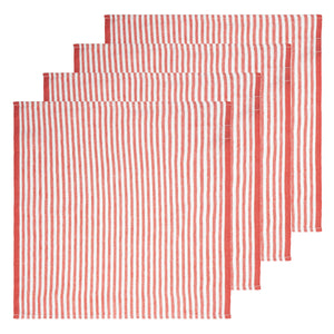 Ticking Stripe Napkin in Tomato, Set of 4