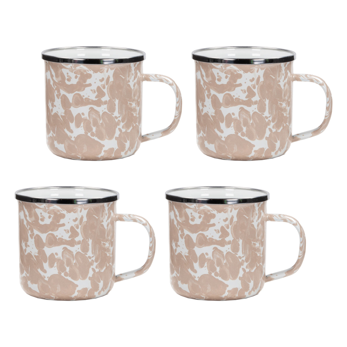 Adult Mugs in Taupe Swirl, Set of 4