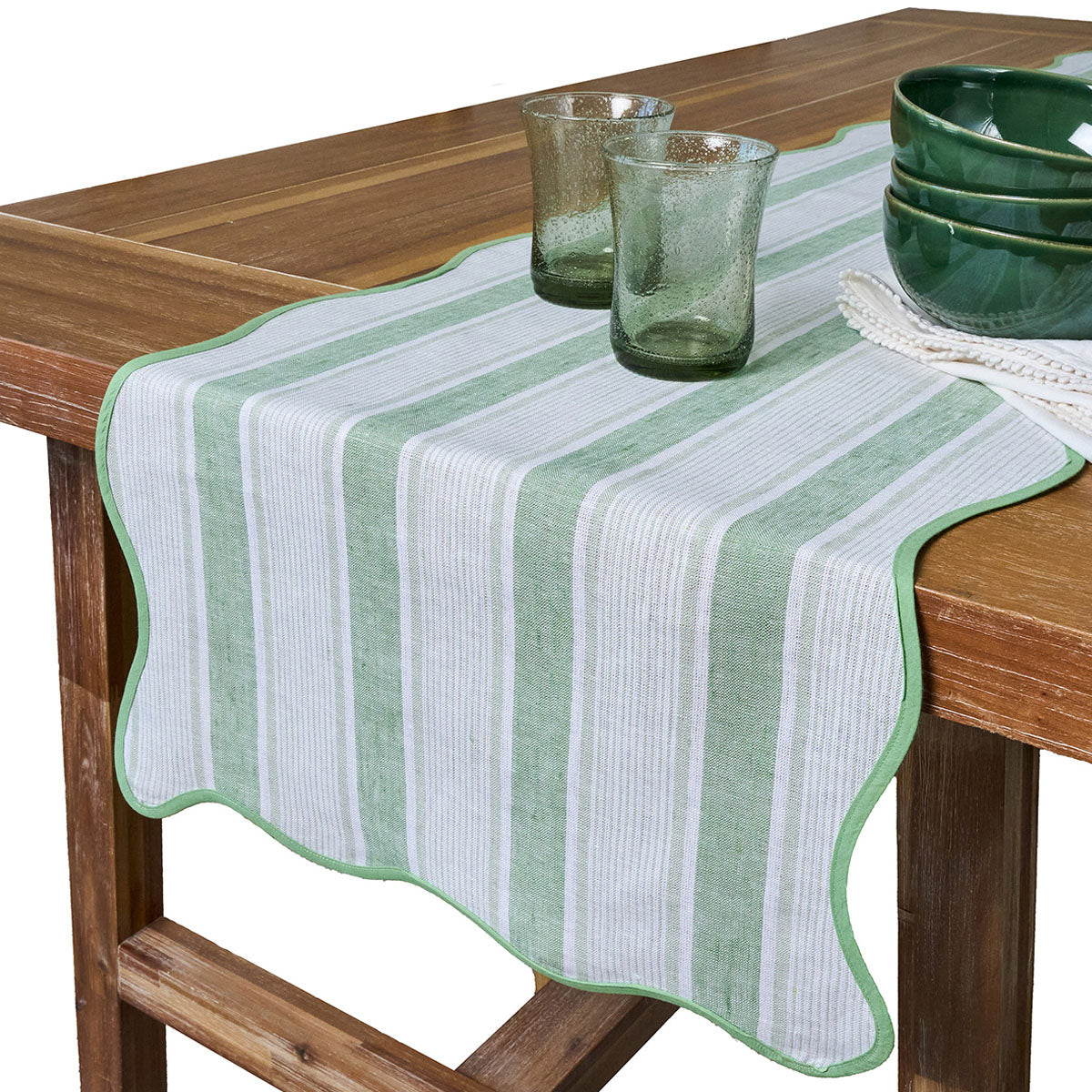 Cabana Stripe 18" x 90" Table Runner in Seagrass