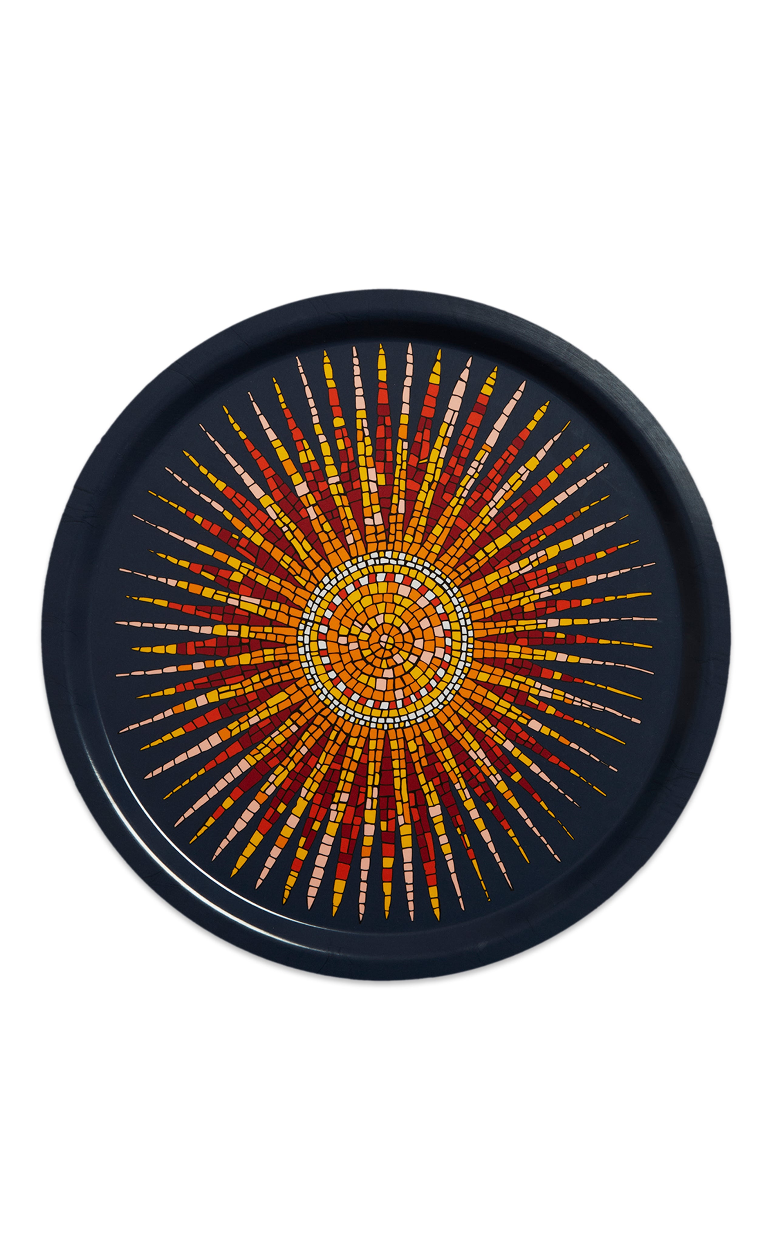 Round Printed Tray in Sunrays Midnight