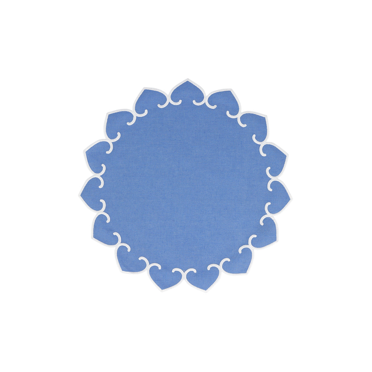 Tessuti Cornflower Round Placemats with White Stitching, Set of 4