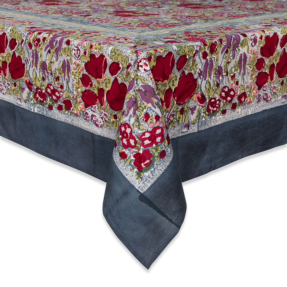 French Tablecloth Jardin Red & Grey