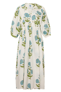 Taj Maxi Dress in Blue Flower