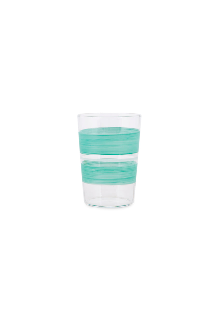 Tangerine Green Striped Water Glass