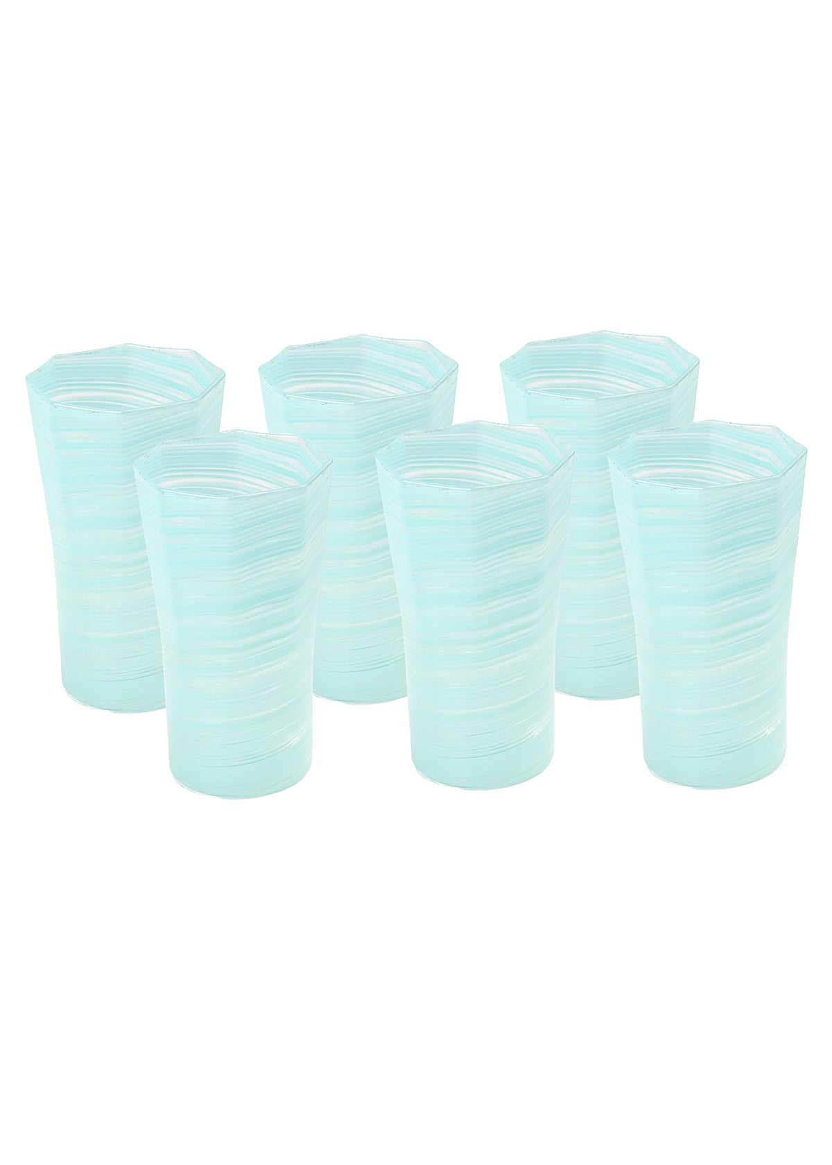 Tall Hand Blown Tumbler in Celadon, Set of 6