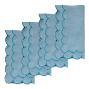 Teal Scalloped Dinner Napkins (4) Sage Scalloped Dinner Linens Set Chefanie 