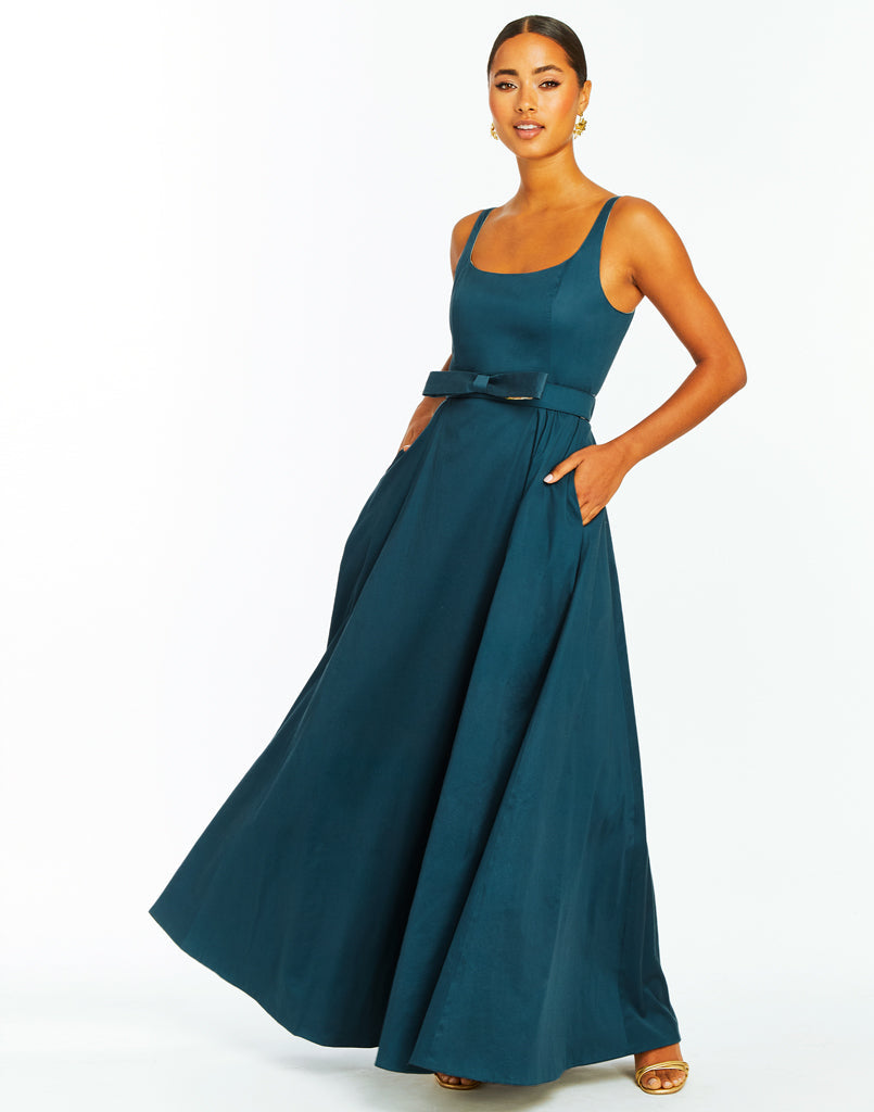 Thalia Reversible Gown in Navy Morning Garden Ombre