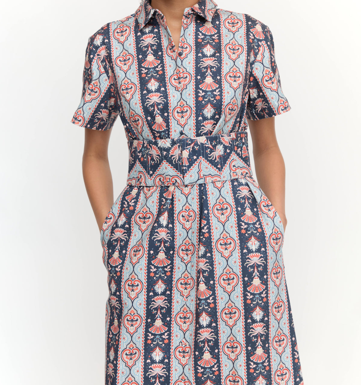 The Carolina Shirt Dress in Navy Emma Stripe