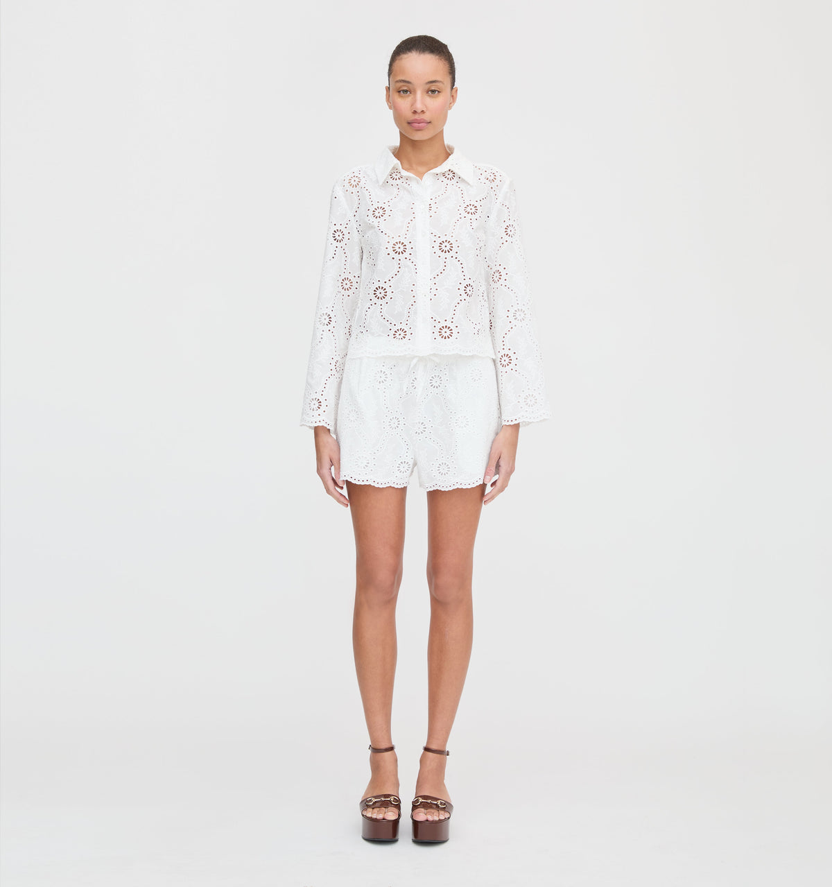 The Celia Top in White Trellis Broderie