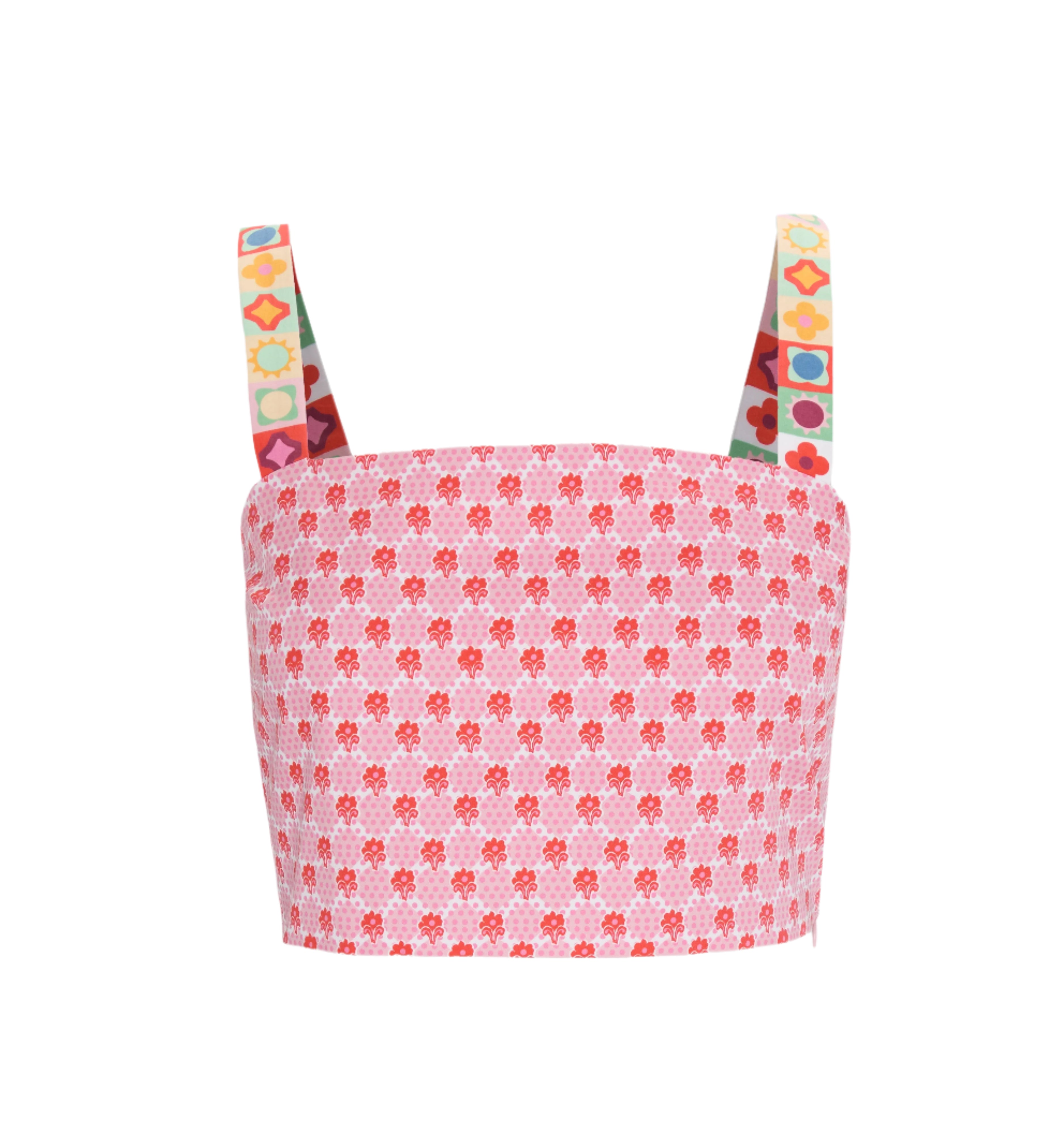 The Clara Crop Top in Pink Cala Check