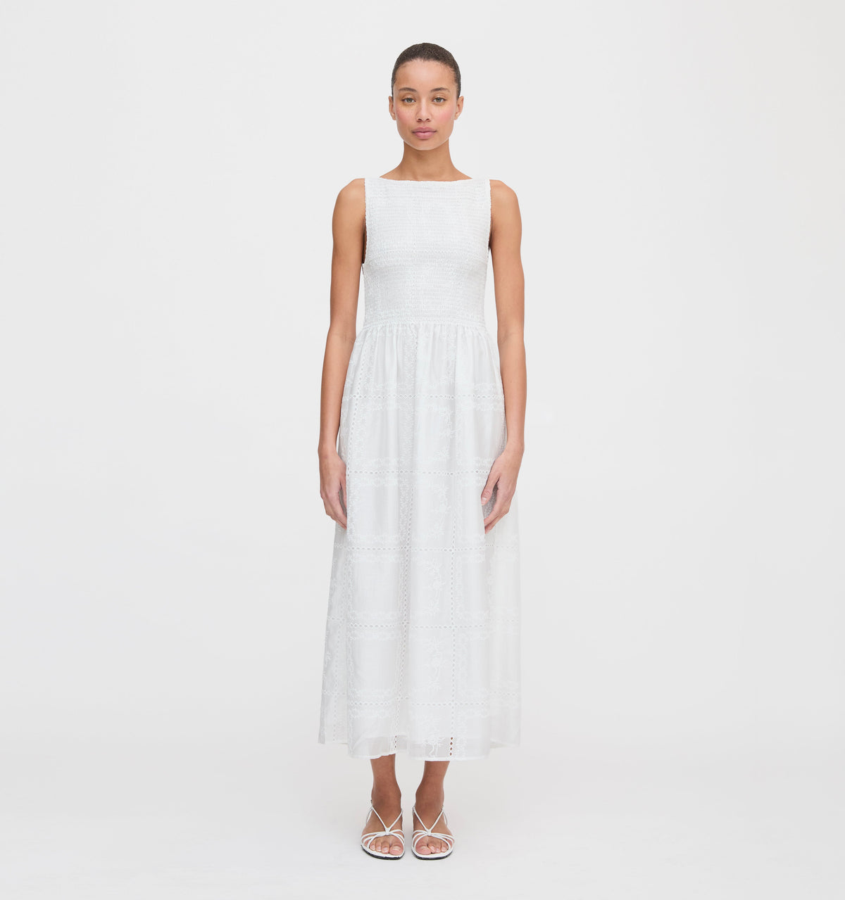 The Cosima Nap Dress in White Patchwork Organza