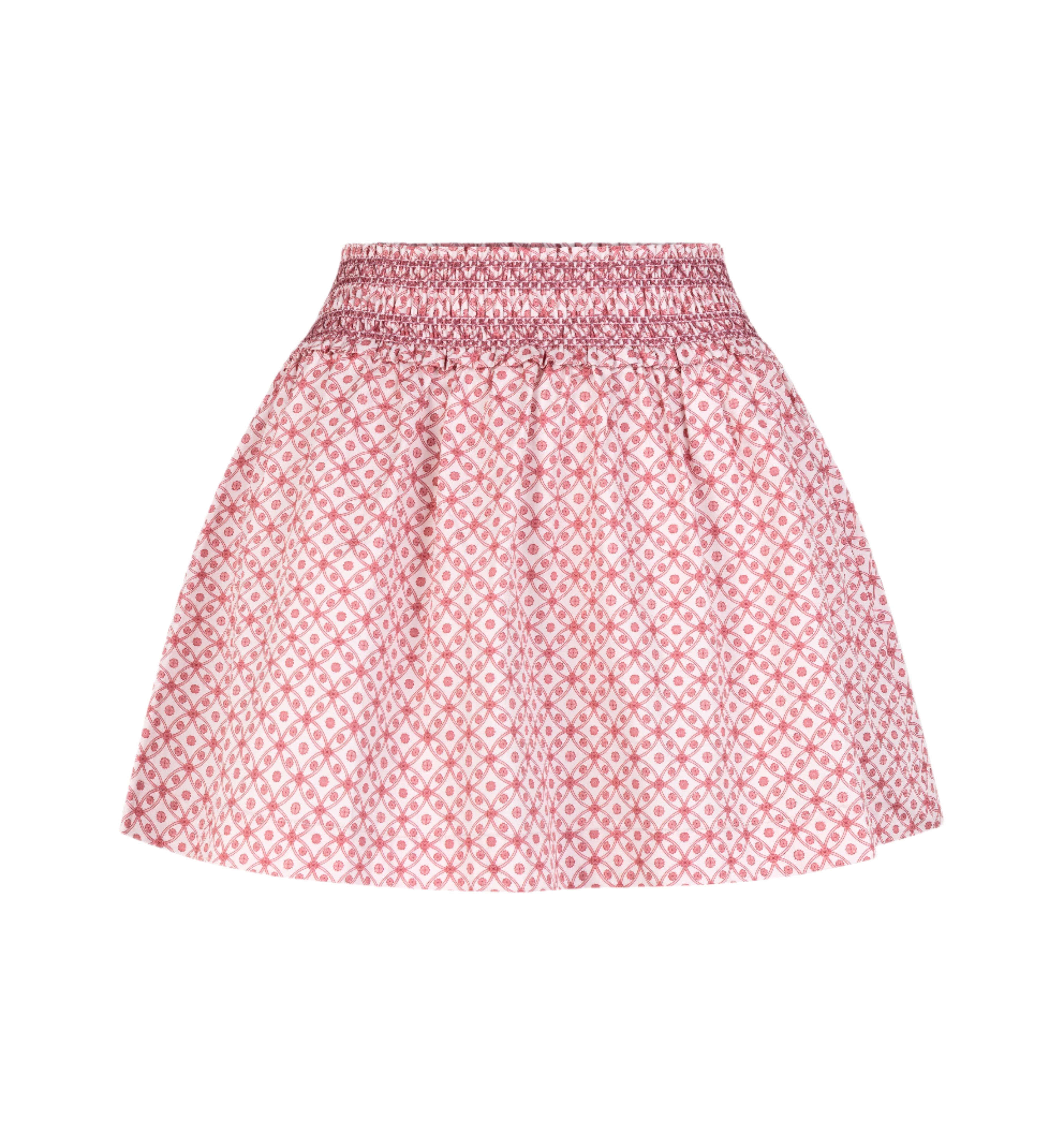 The Delphine Mini Nap Skirt in Rose Circular Lattice