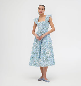 The Ellie Nap Dress in Blue Basketweave Vine