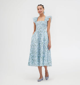 The Ellie Nap Dress in Blue Basketweave Vine