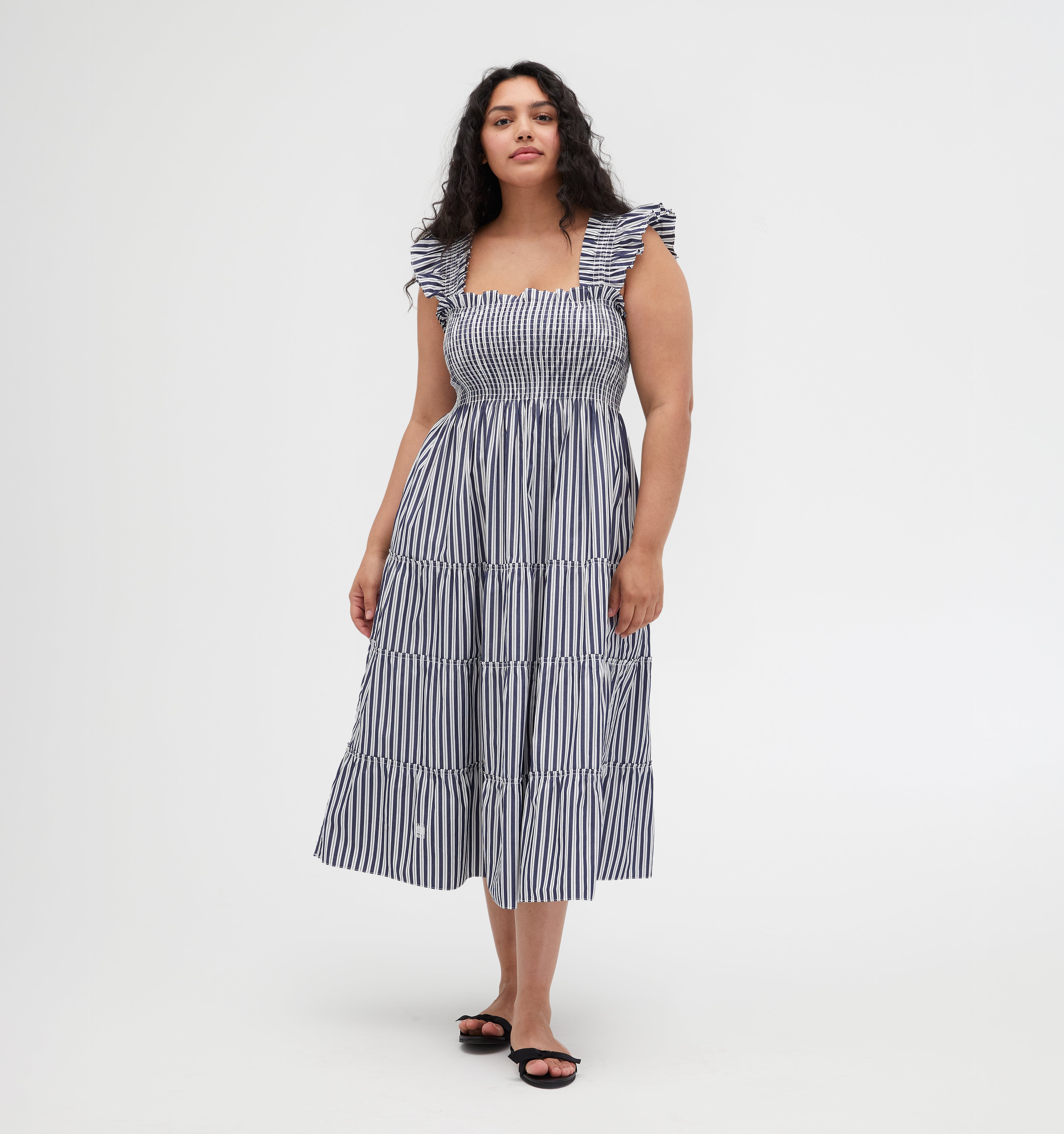 The Ellie Nap Dress in Navy Stripe