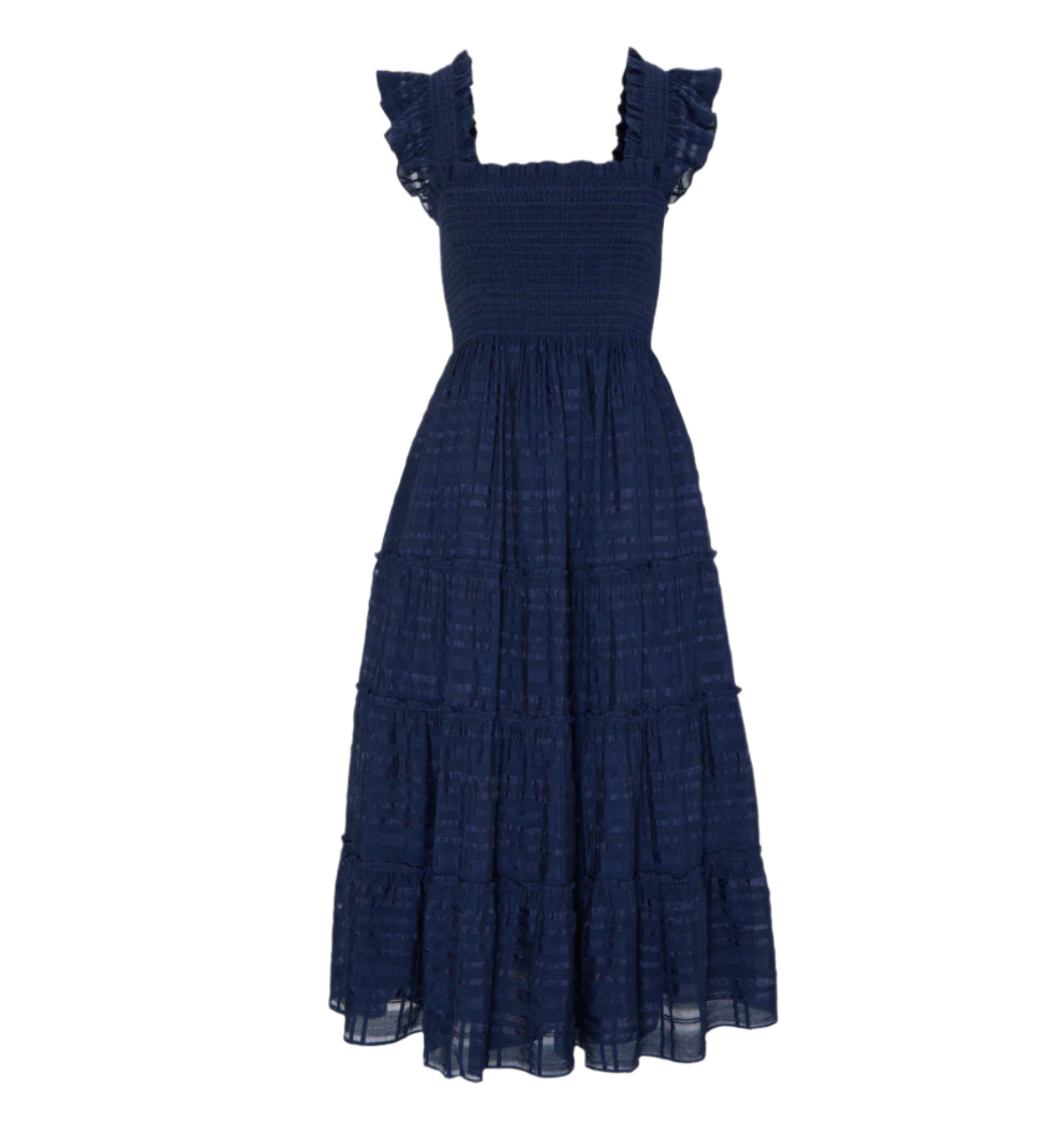 The Ellie Nap Dress in Navy Sheer Plaid
