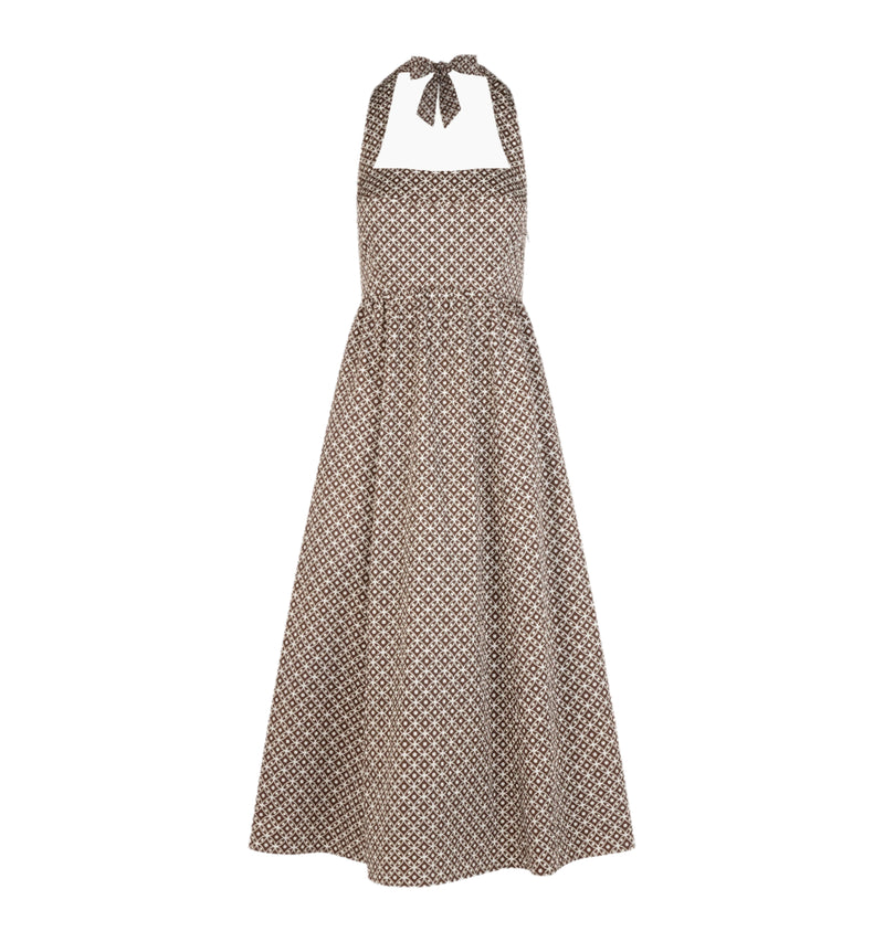 The Fleur Midi Dress in Chocolate Circular Lattice