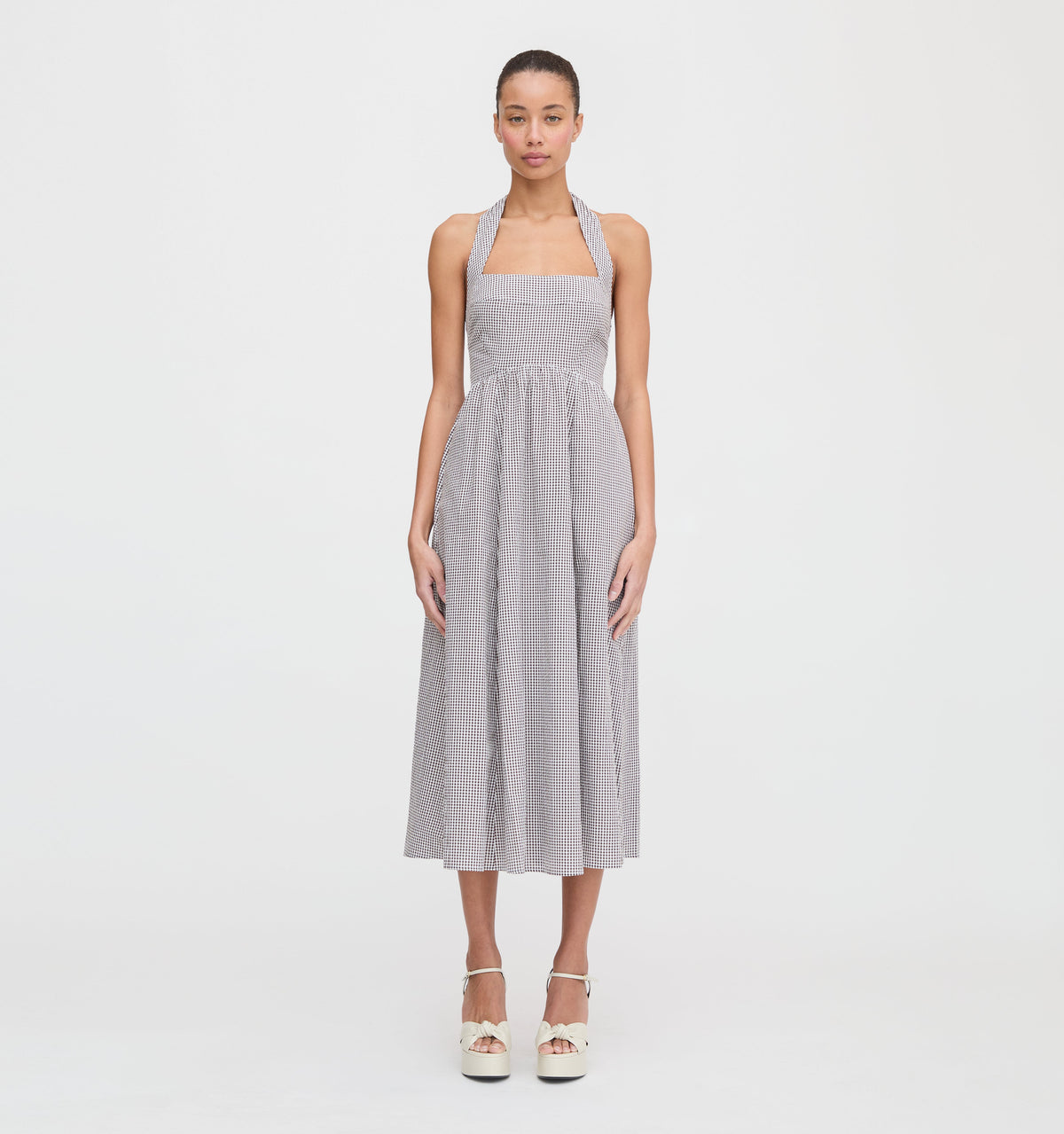 The Fleur Midi Dress in Chocolate Gingham