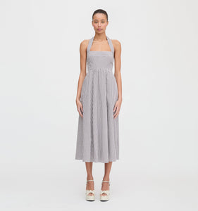 The Fleur Midi Dress in Chocolate Gingham