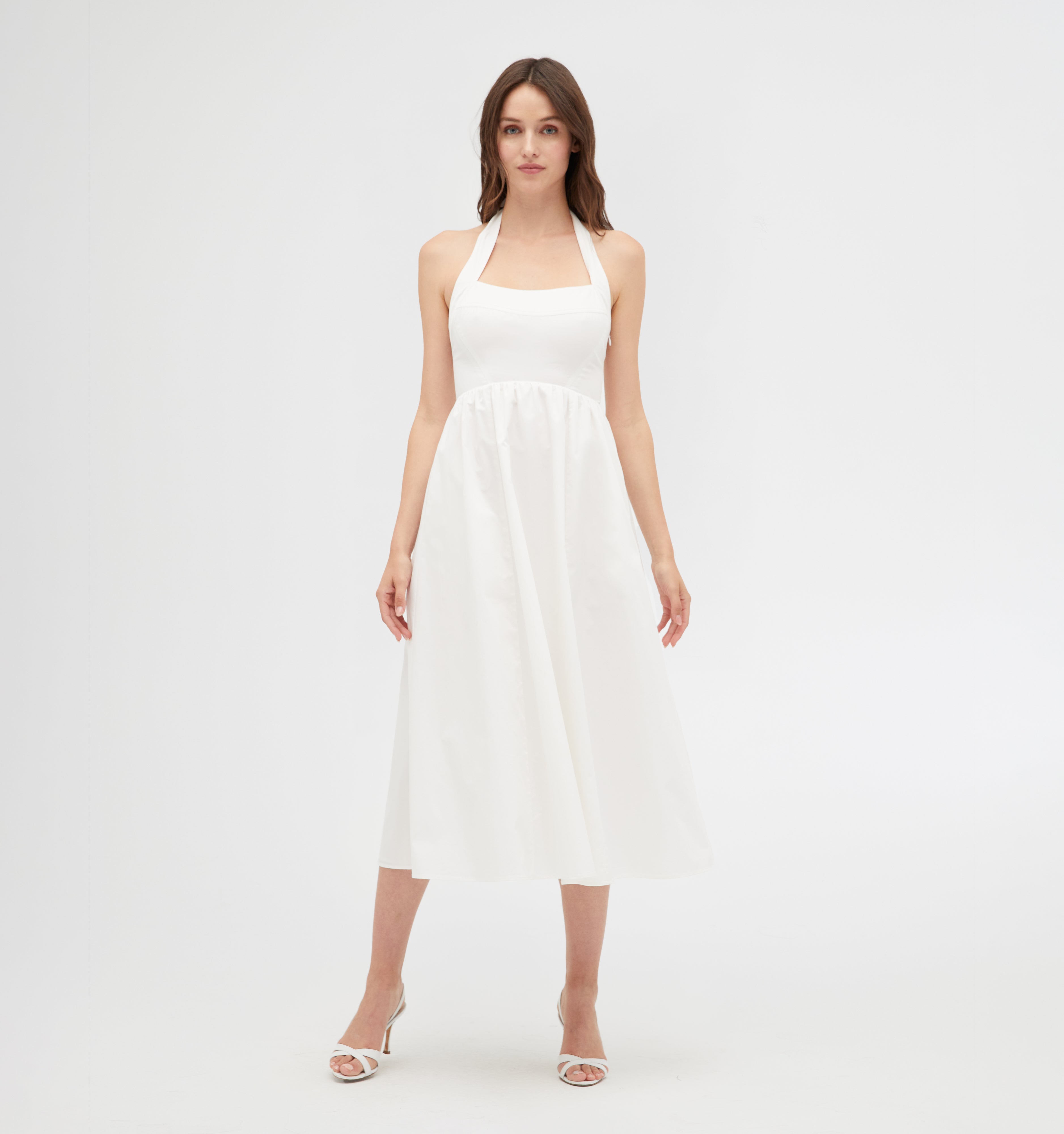 The Fleur Midi Dress in White