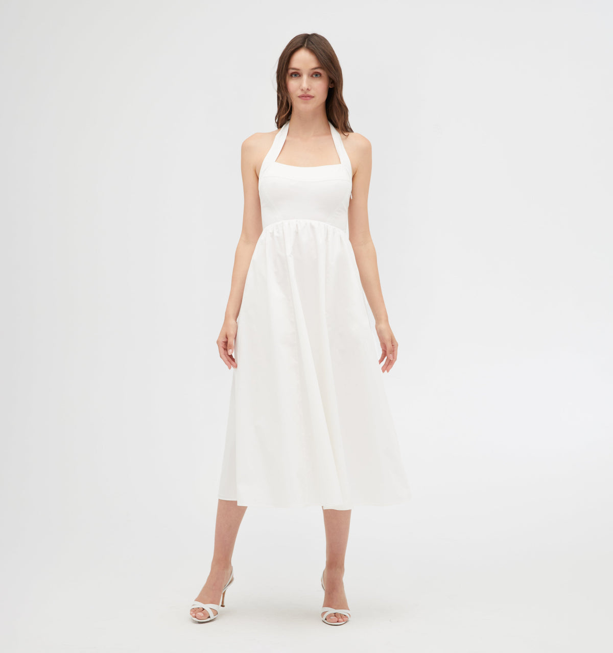 The Fleur Midi Dress in White