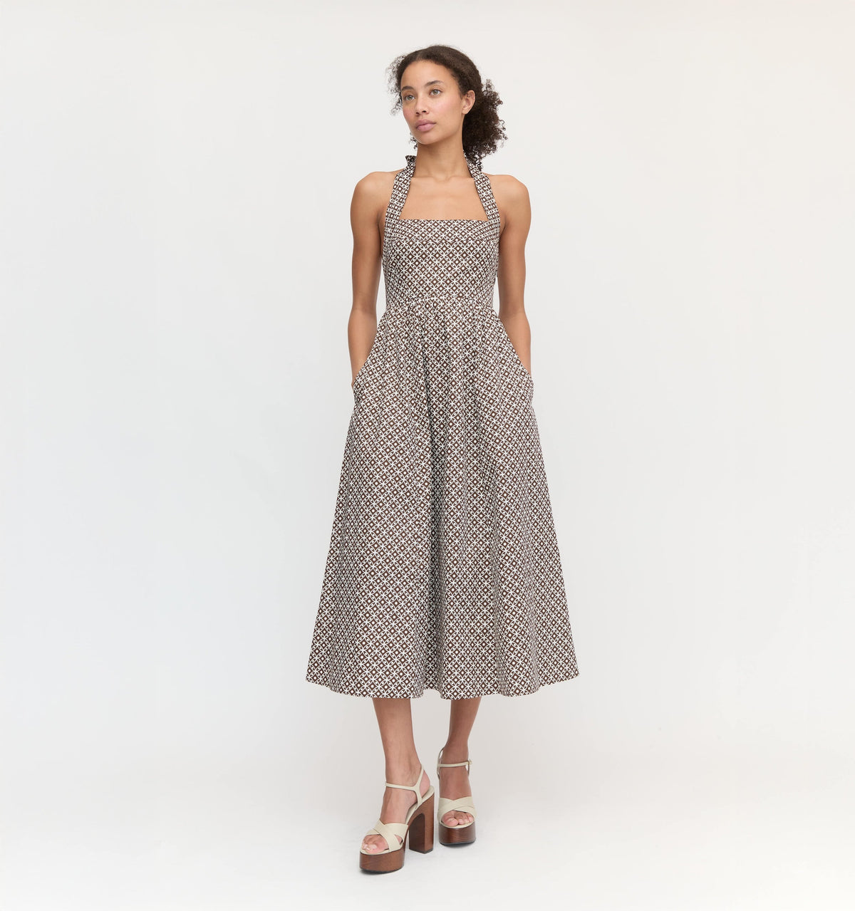 The Fleur Midi Dress in Chocolate Circular Lattice