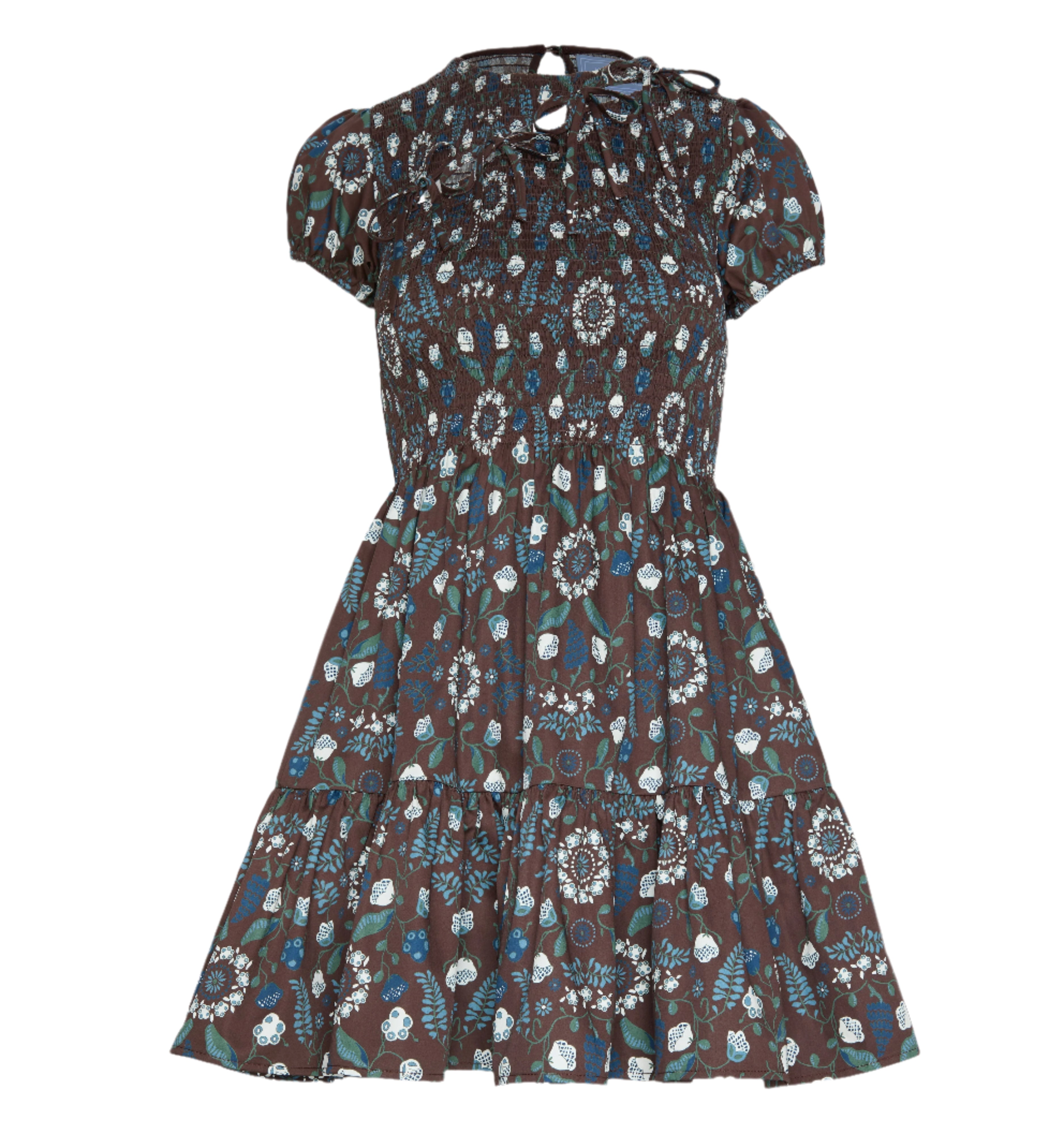 The Gia Mini Nap Dress in Chocolate Swedish Floral