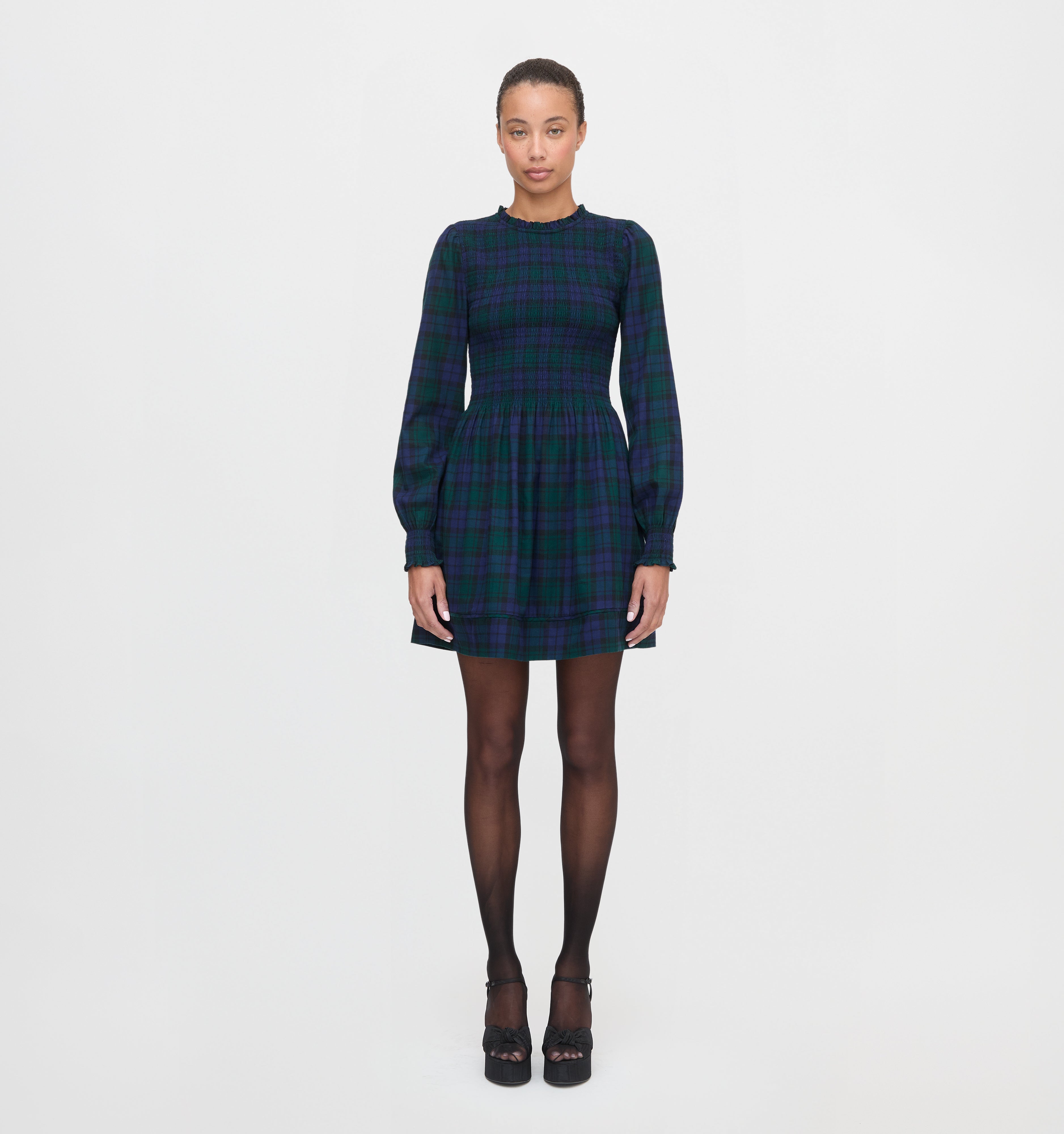 The Lilia Mini Nap Dress in Blackwatch Tartan