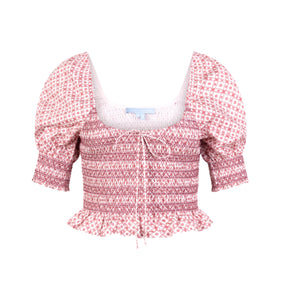 The Madeline Nap Top in Rose Circular Lattice