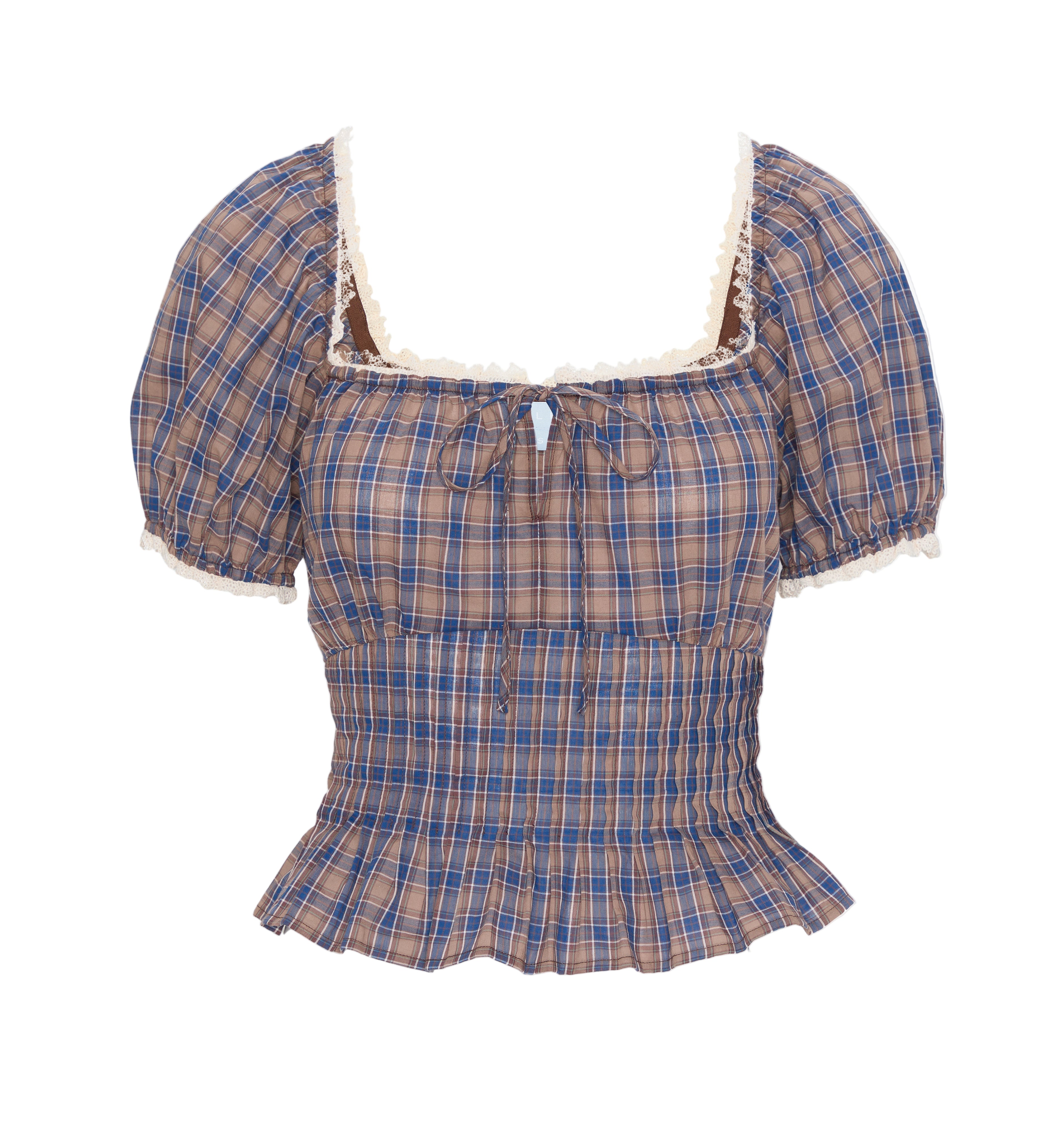 The Paulina Top in Brown Spencer Plaid