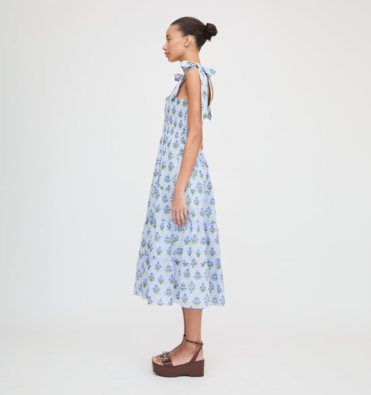 The Ribbon Ellie Nap Dress in Blue Block Print