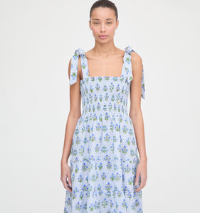The Ribbon Ellie Nap Dress in Blue Block Print