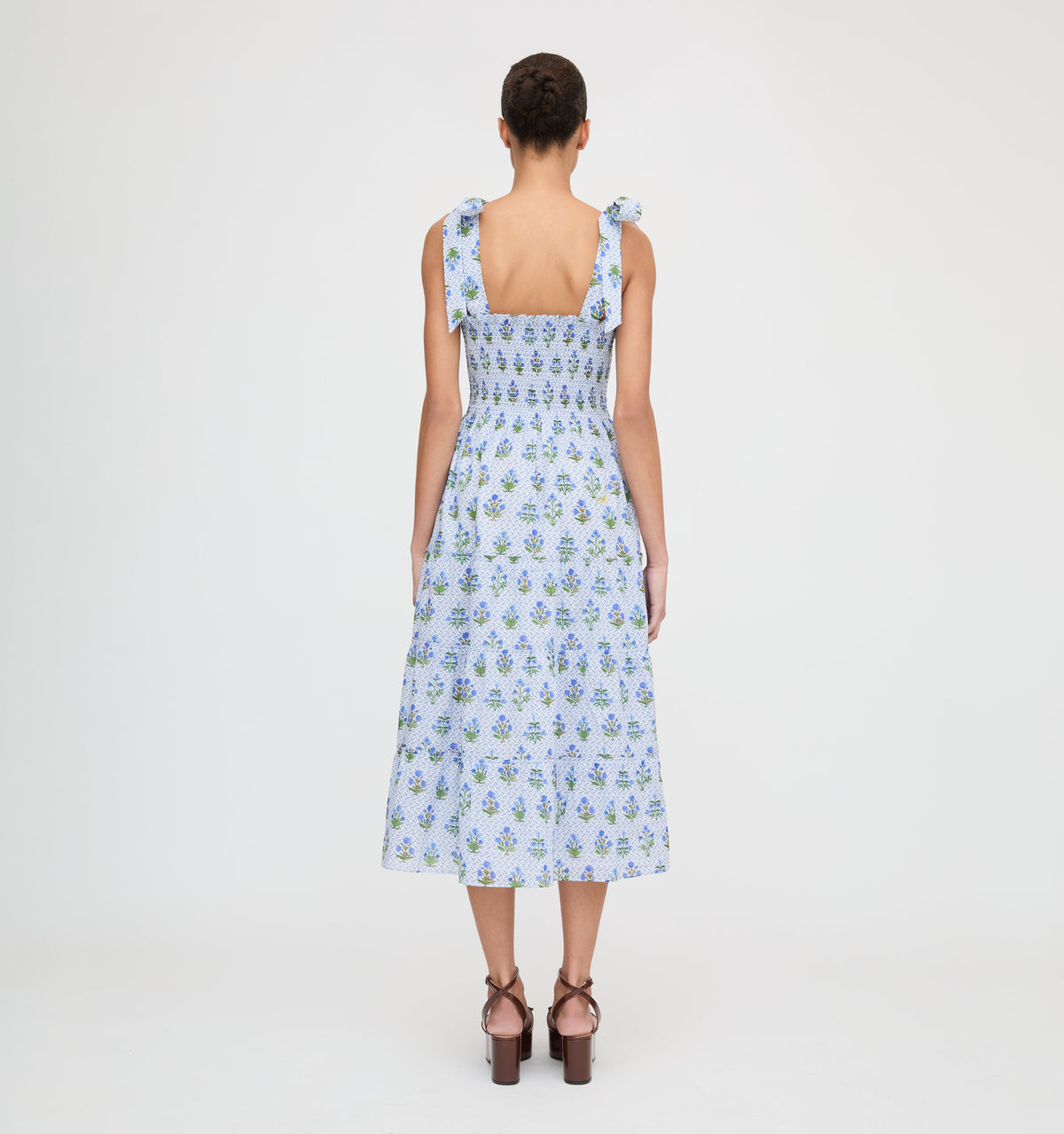 The Ribbon Ellie Nap Dress in Blue Block Print