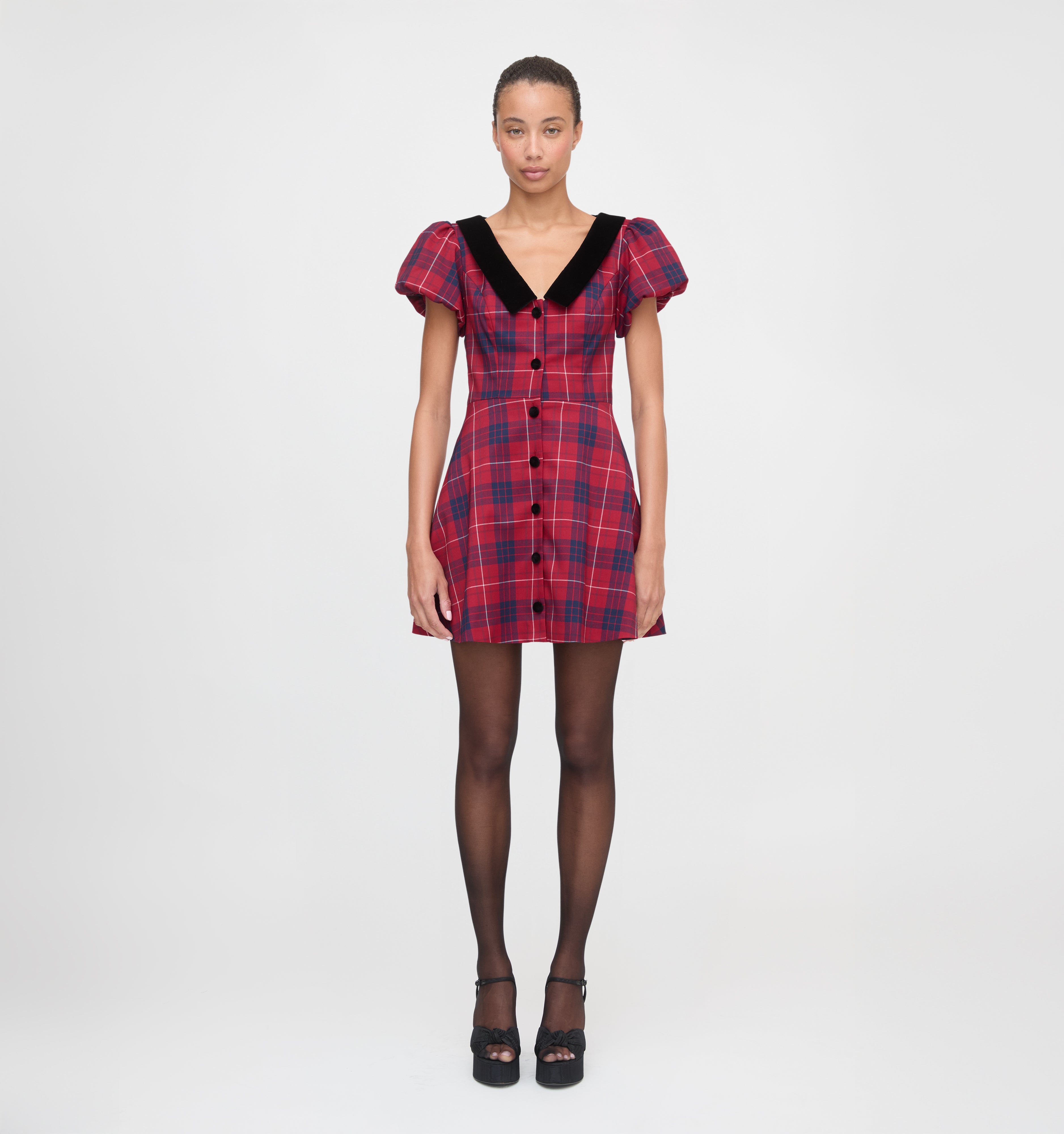 The Samantha Dress in Cherry Tartan