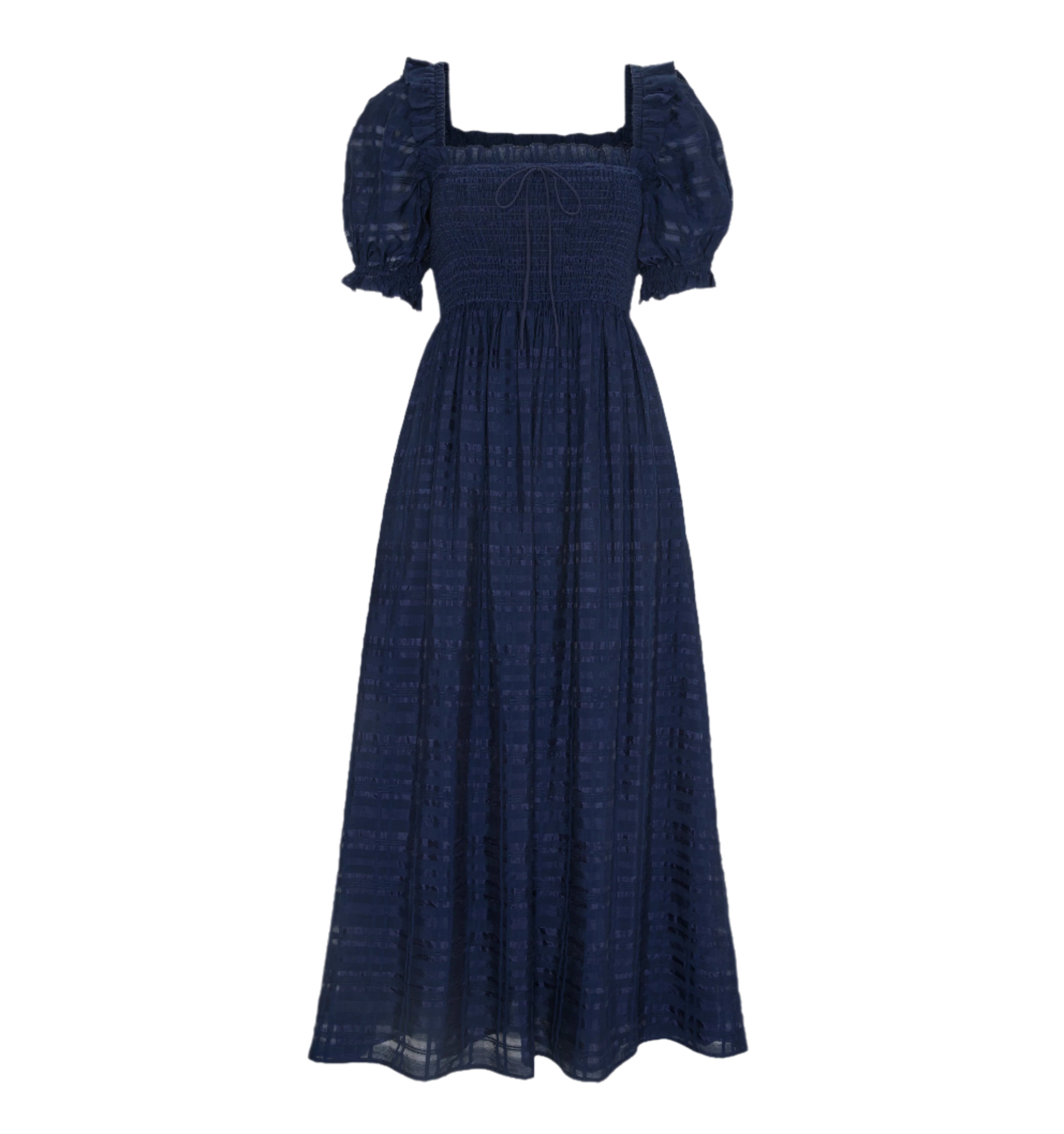 The Scarlett Nap Dress in Navy Sheer Plaid