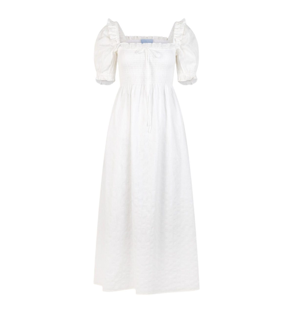 The Scarlett Nap Dress in White Linear Swiss Dot