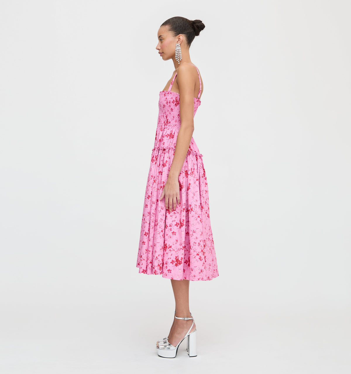 The Seraphina Midi Nap Dress in Pink Sweet Peas