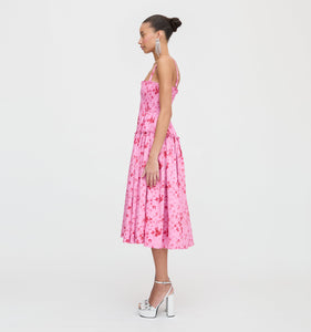 The Seraphina Midi Nap Dress in Pink Sweet Peas