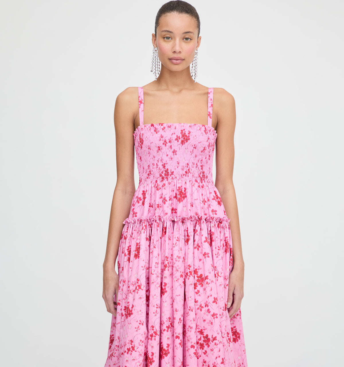 The Seraphina Midi Nap Dress in Pink Sweet Peas