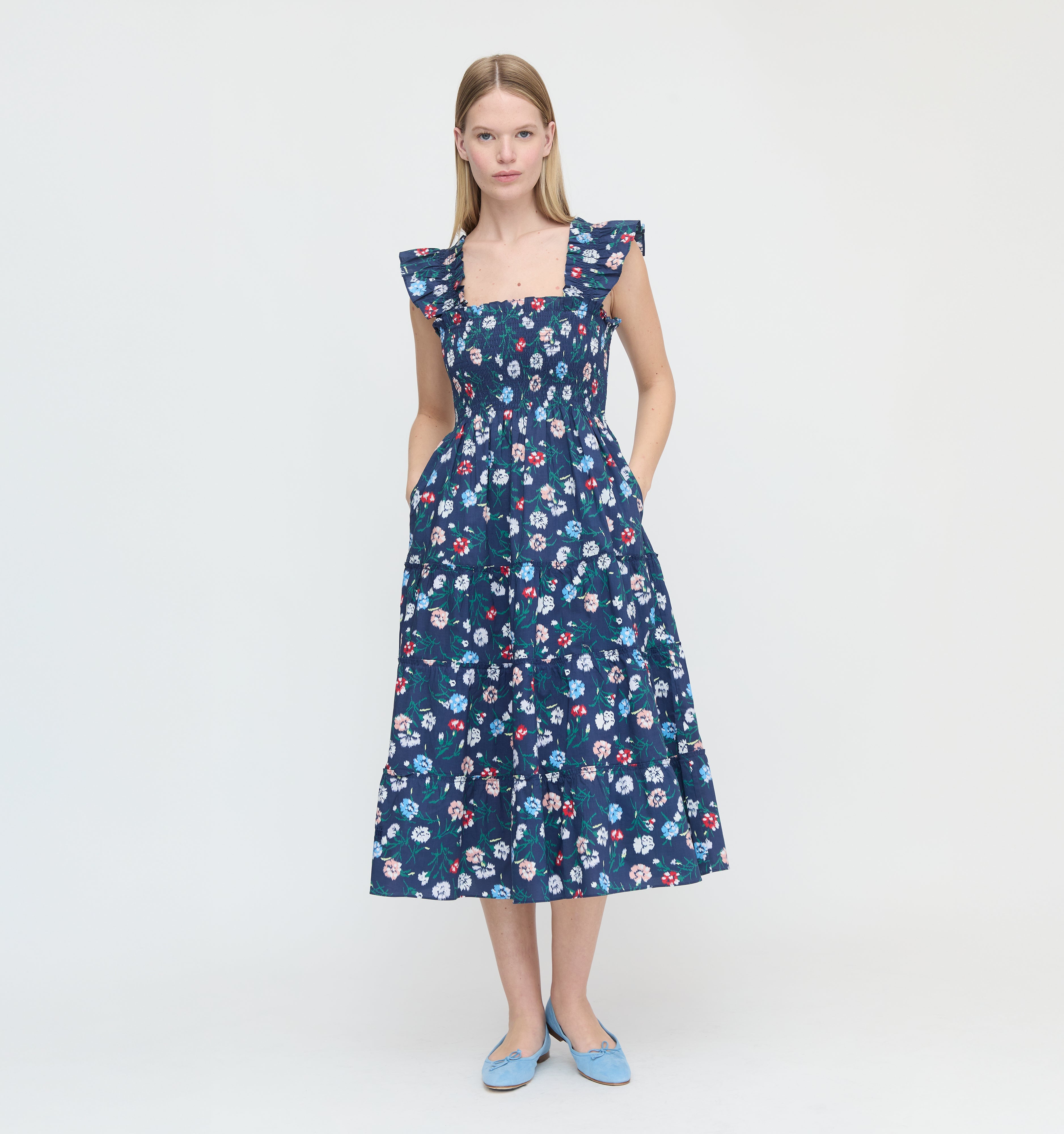 The Ellie Nap Dress in Navy Belgravia Floral Ikat