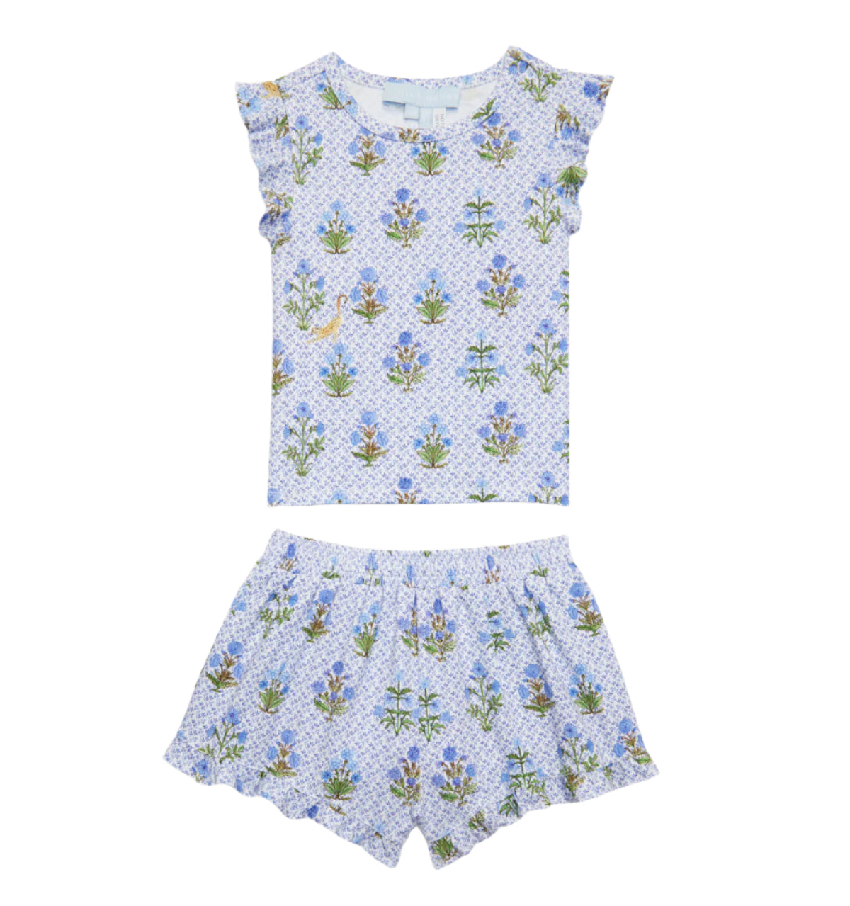 The Tiny Lala Short Set in Blue Block Print