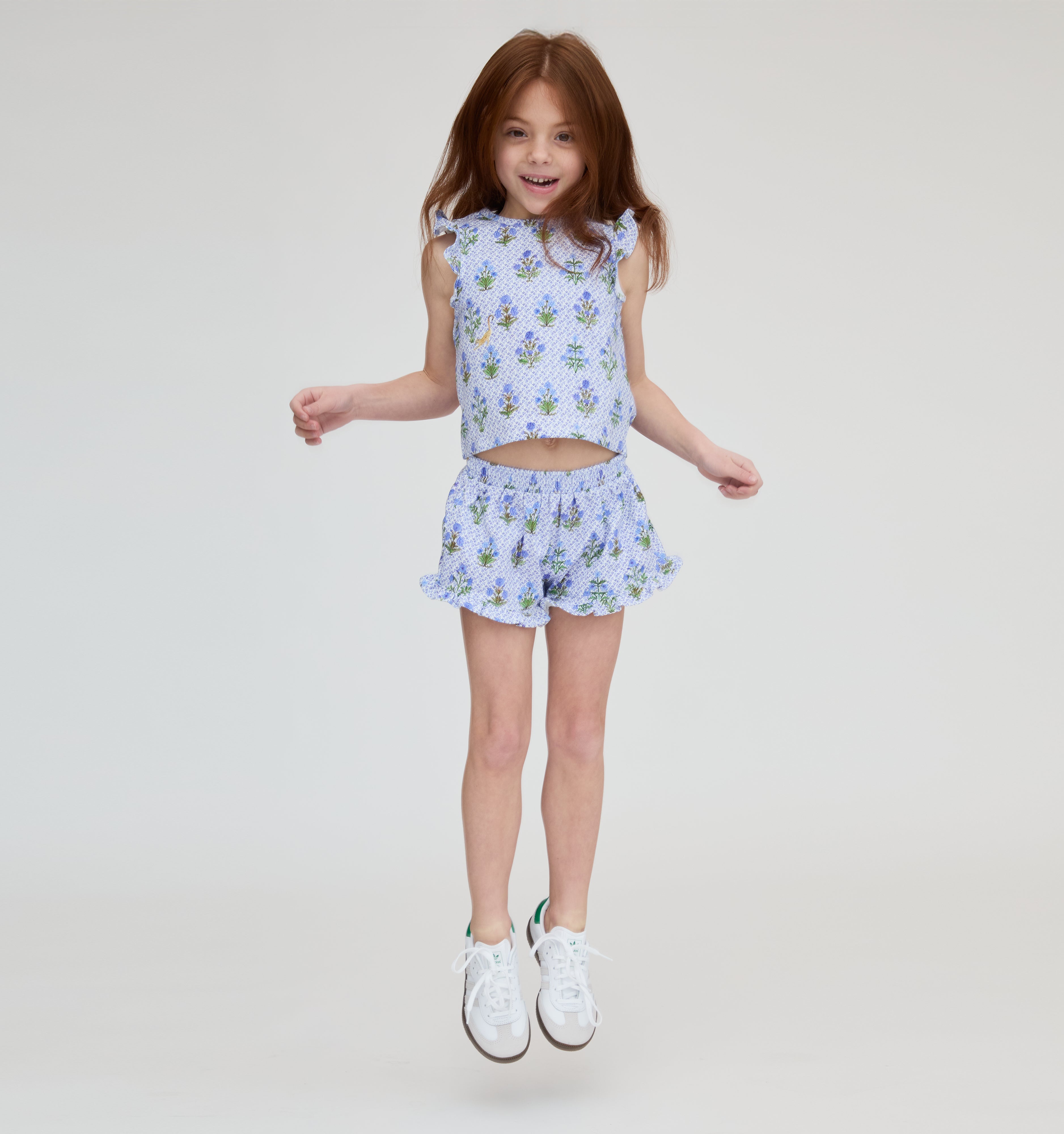 The Tiny Lala Short Set in Blue Block Print