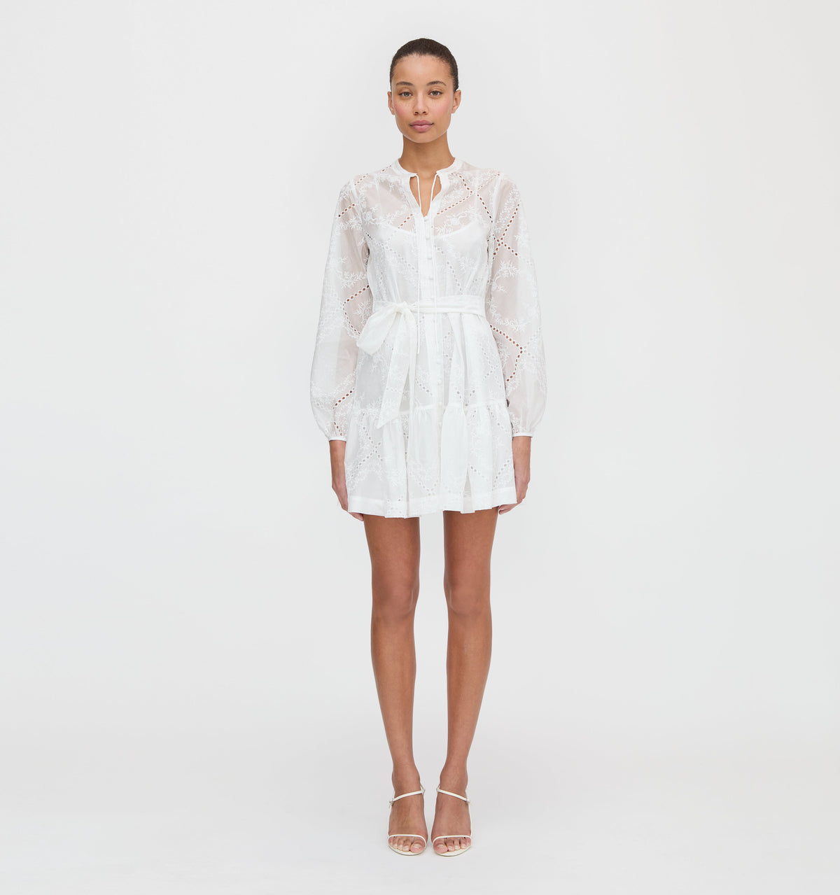 The Yara Mini Dress in White Patchwork Organza