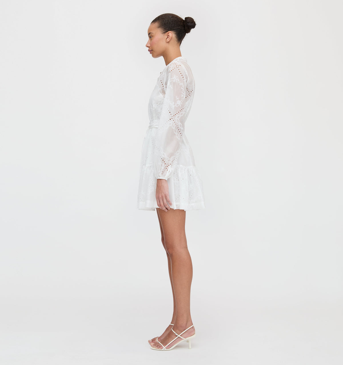 The Yara Mini Dress in White Patchwork Organza