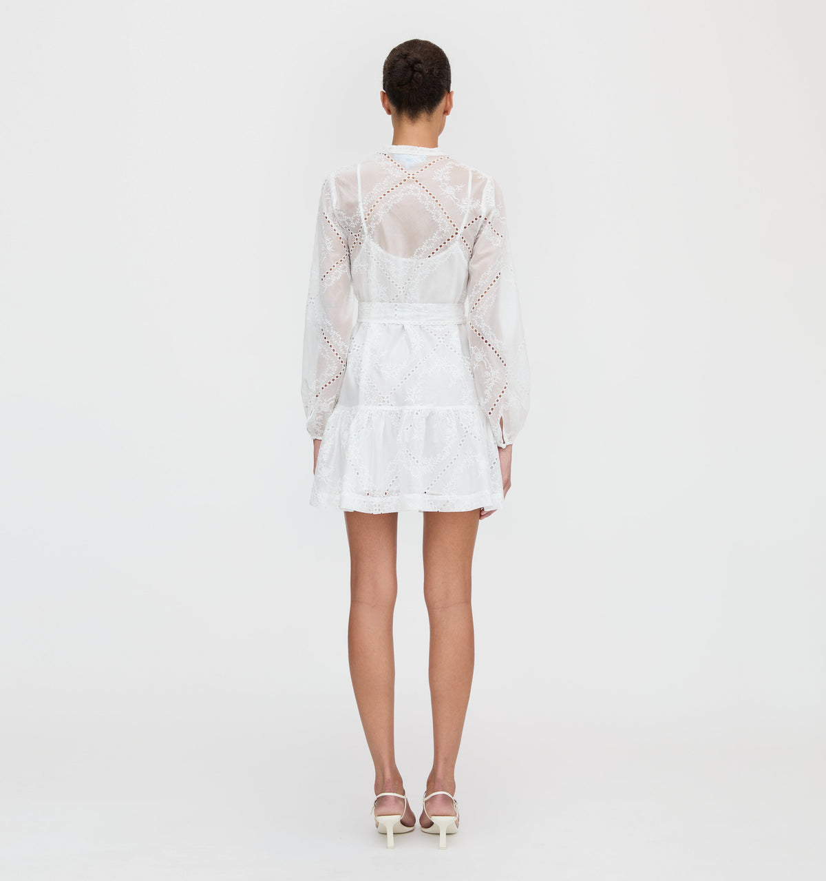 The Yara Mini Dress in White Patchwork Organza