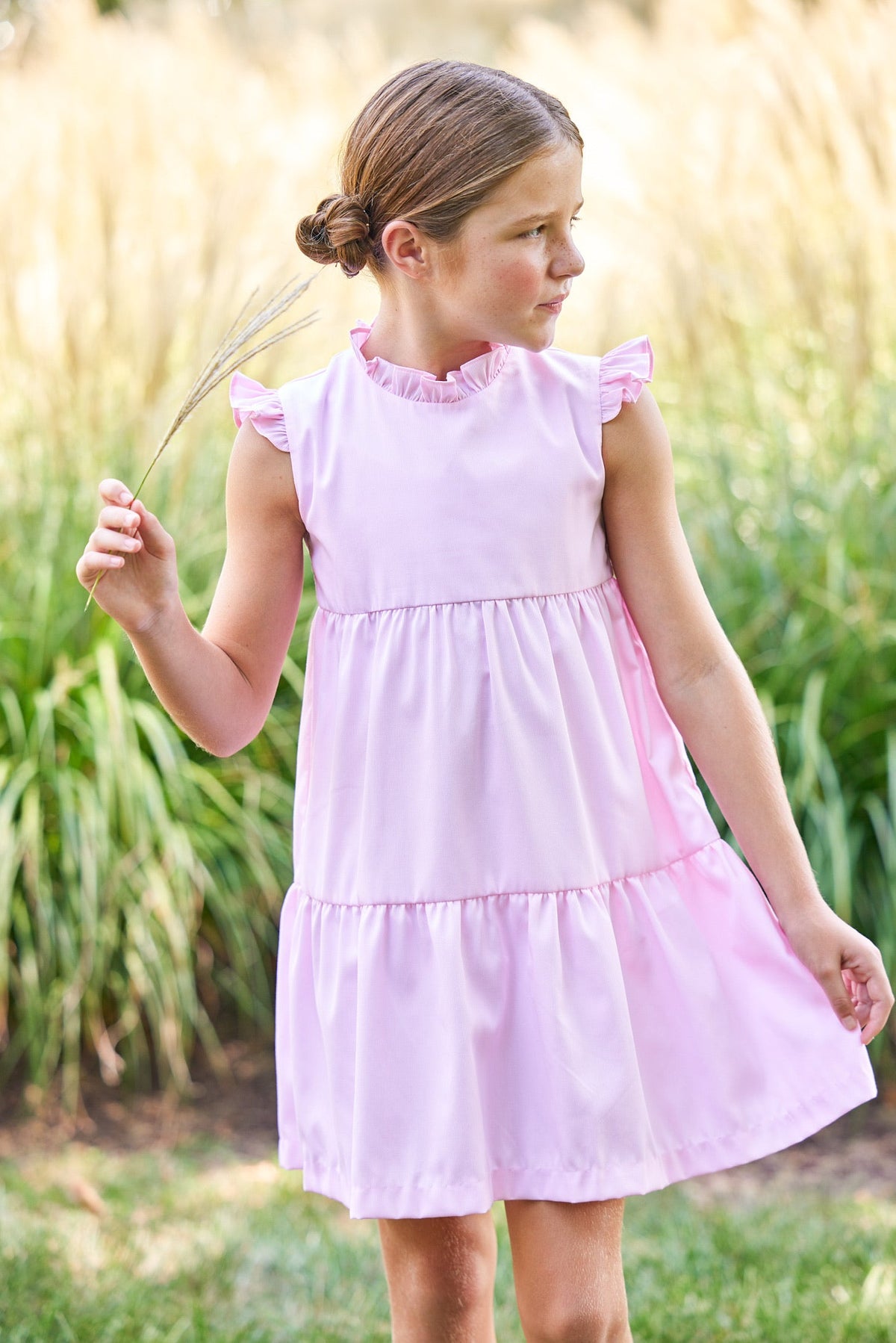 Tiered Charleston Dress Light Pink Pique