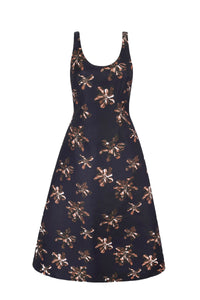 Tippi Dress in Chocolate Floral On Black Genzianella